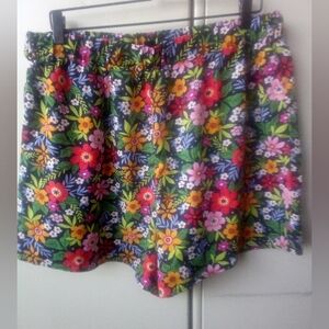 Floral Elastic-Waist Women's Shorts - Multicolor